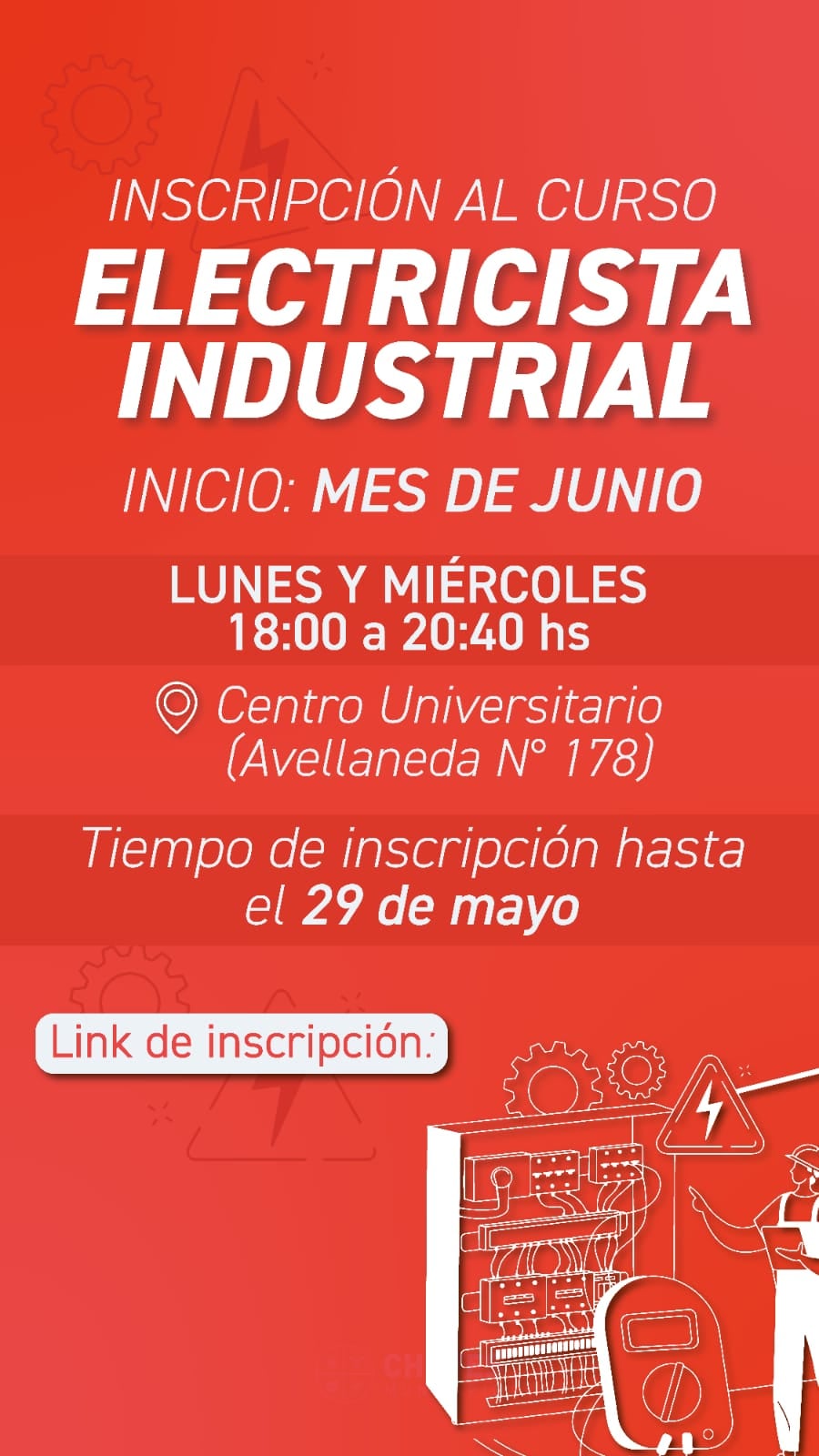Educación en Chaves: abren la inscripción al curso de Electricista Industrial