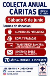Cáritas del Carmen se prepara para la Colecta Anual del 6 de junio (audio)
