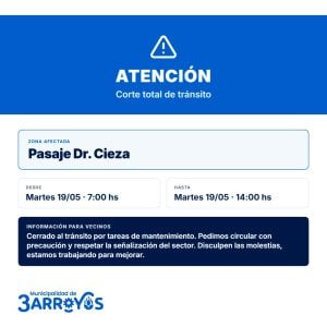 Transito cerrado en Pasaje Dr. Cieza