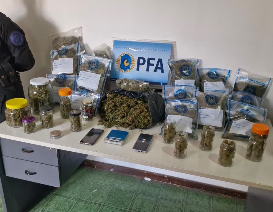 Seis kilos de marihuana secuestrada y dos presos en procedimiento de la Policía Federal en Necochea