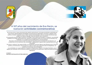 Comunicado del PJ tresarroyense a 107 años del nacimiento de Evita