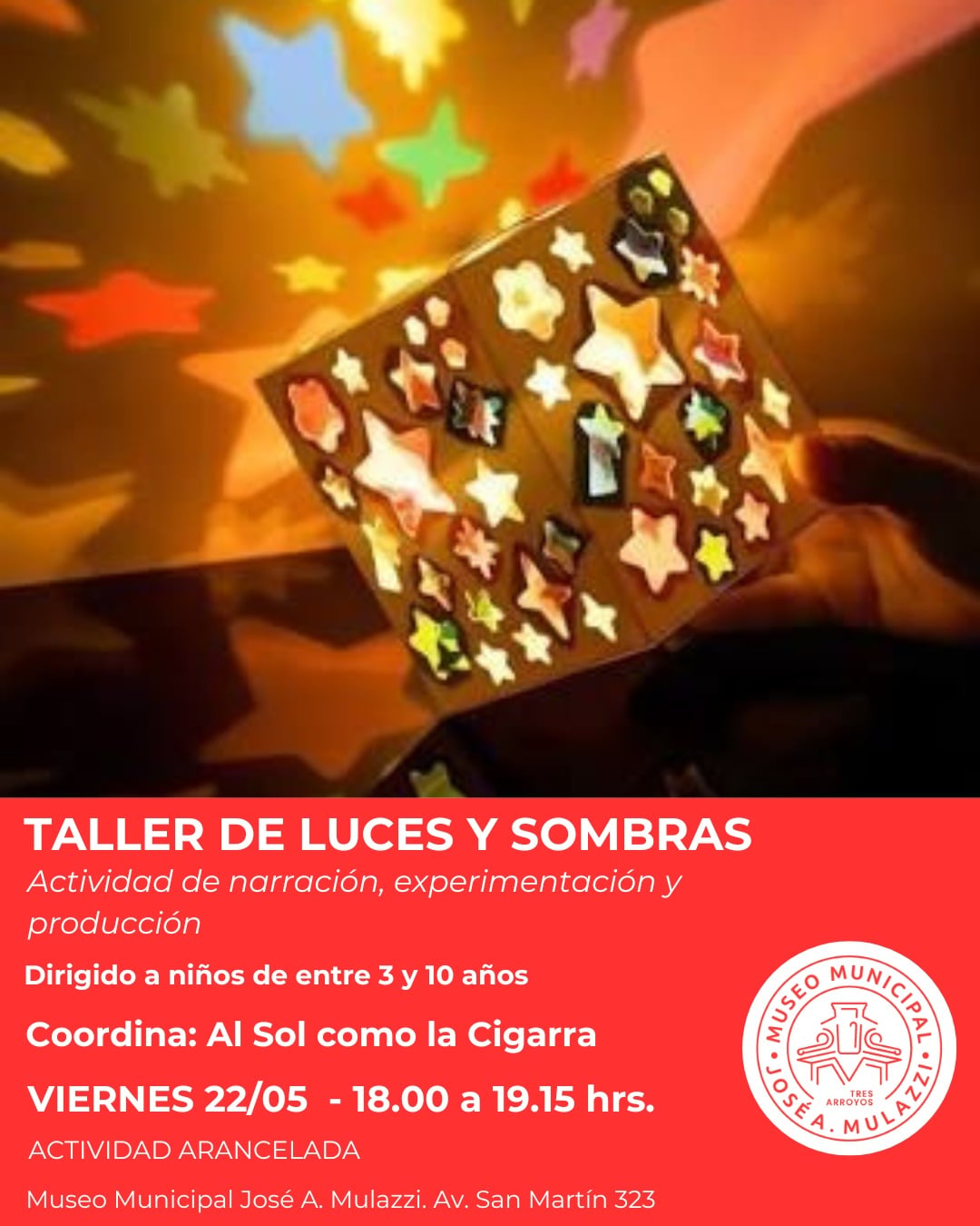 Taller de luces y sombras para niños en el Mulazzi