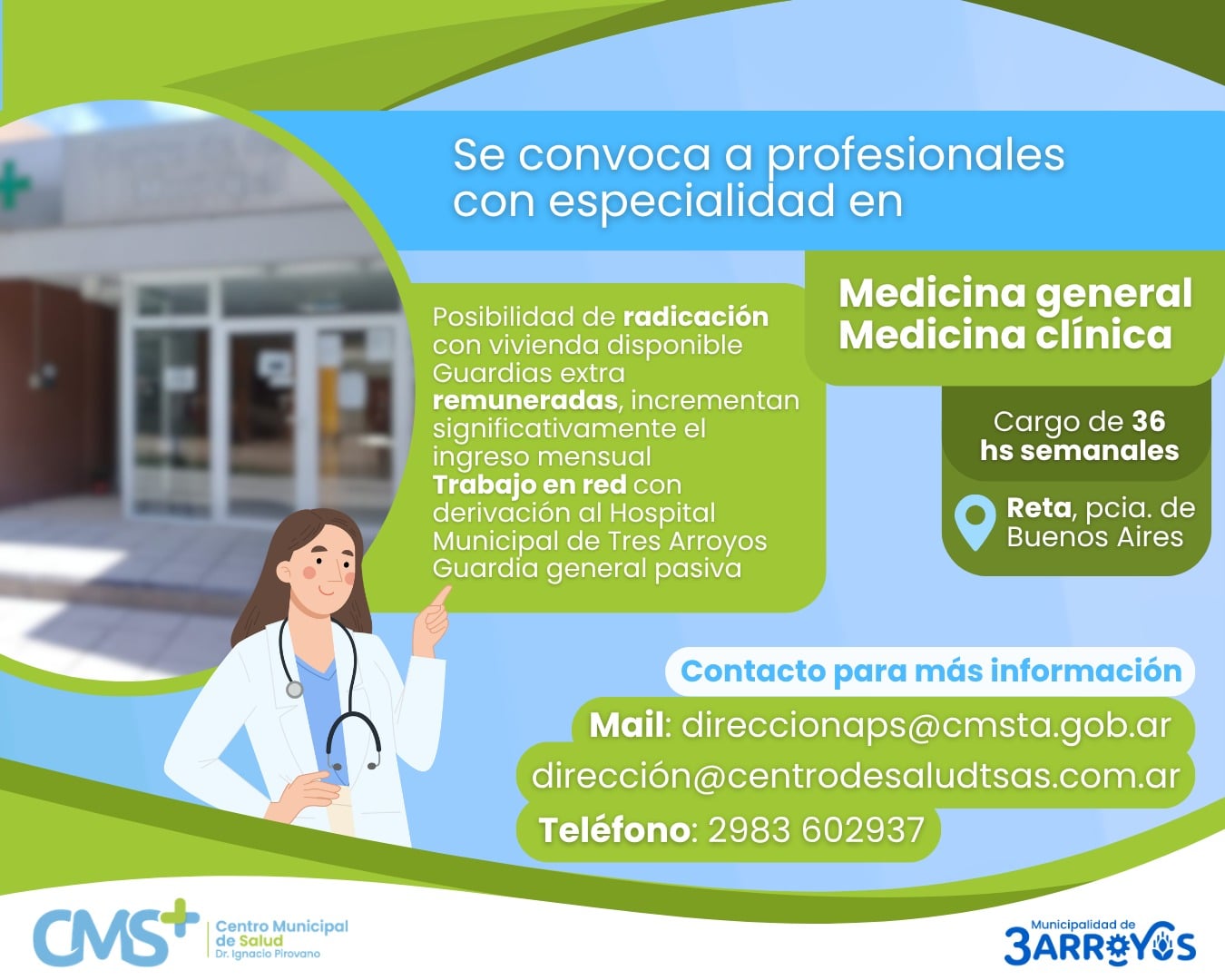 Convocatoria abierta a médicos clínicos y generalistas en Reta