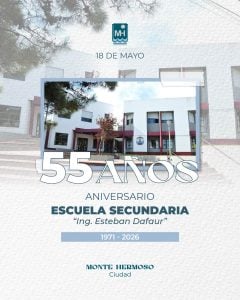 La Escuela Secundaria Nº1 de Monte Hermoso celebra su 55 aniversario