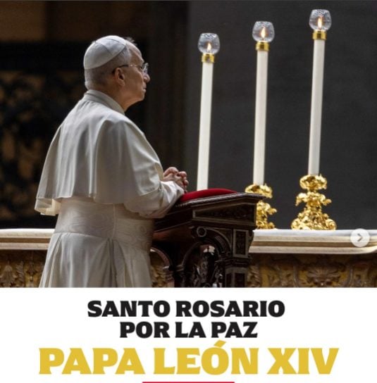 Cadena global por la paz rezando el Rosario junto al Papa
