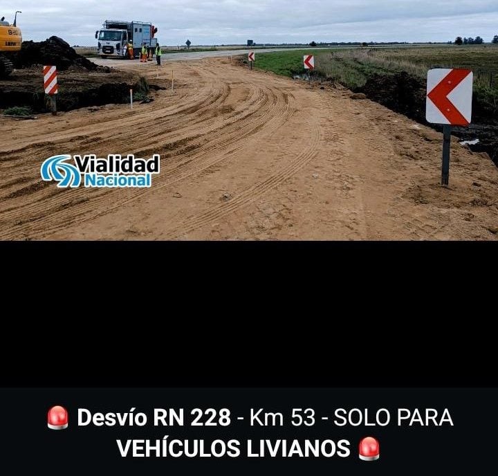 Habilitaron el tránsito liviano en Ruta 228 en el tramo Energía – Necochea