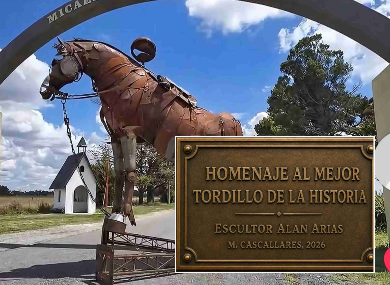 La obra en homenaje al mejor tordillo se instala en Cascallares