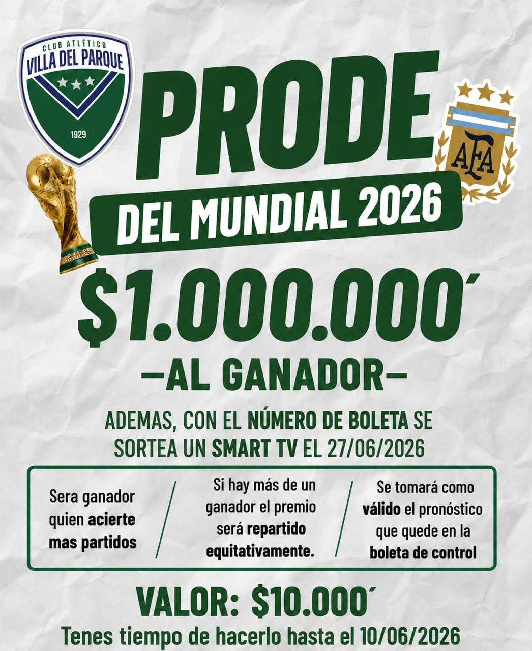 (audio) Villa del Parque y Garmense lanzan un Prode millonario de cara al Mundial 2026