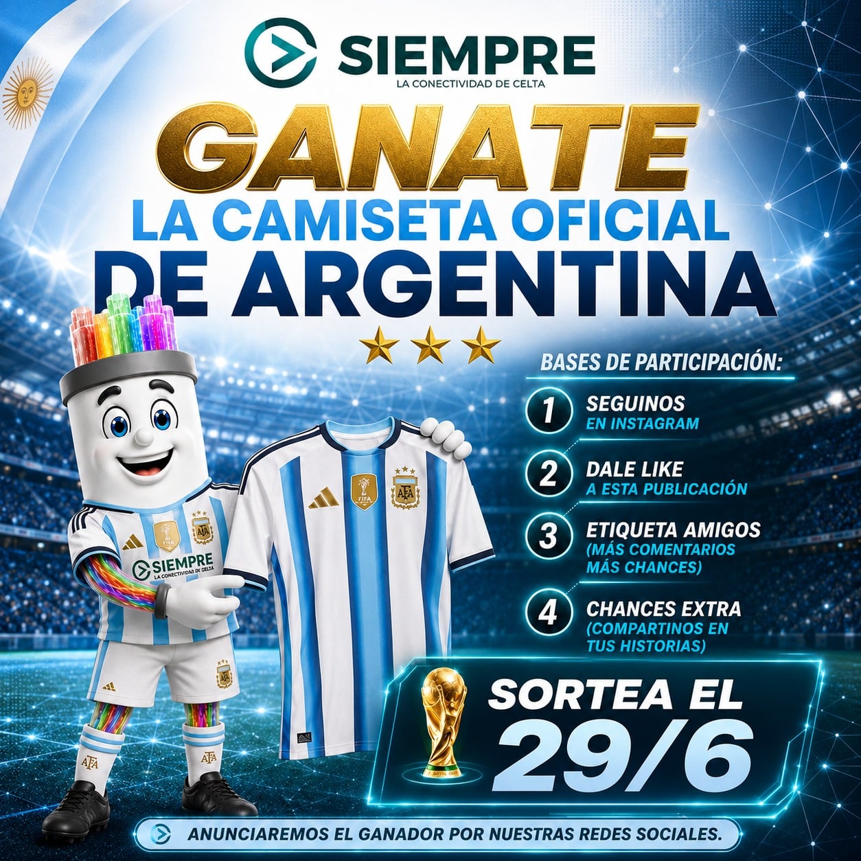 SIEMPRE sortea una camiseta oficial de la Selección Argentina