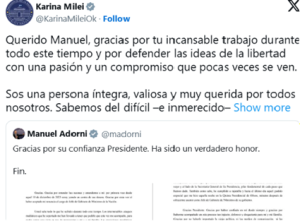 Karina Milei respaldó a Manuel Adorni tras su renuncia