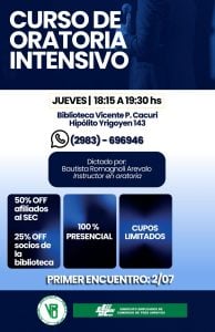 Curso de Oratoria tradicional o intensivo en la Biblioteca Cacuri