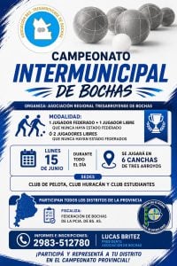 Tres Arroyos será sede del Campeonato Intermunicipal de Bochas destinado a incorporar nuevos jugadores