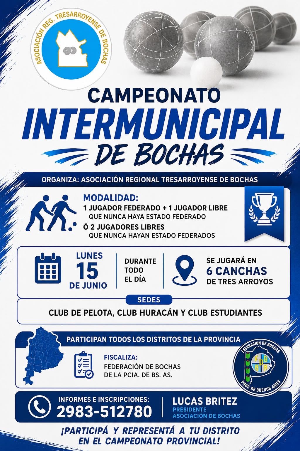 Tres Arroyos será sede del Campeonato Intermunicipal de Bochas destinado a incorporar nuevos jugadores