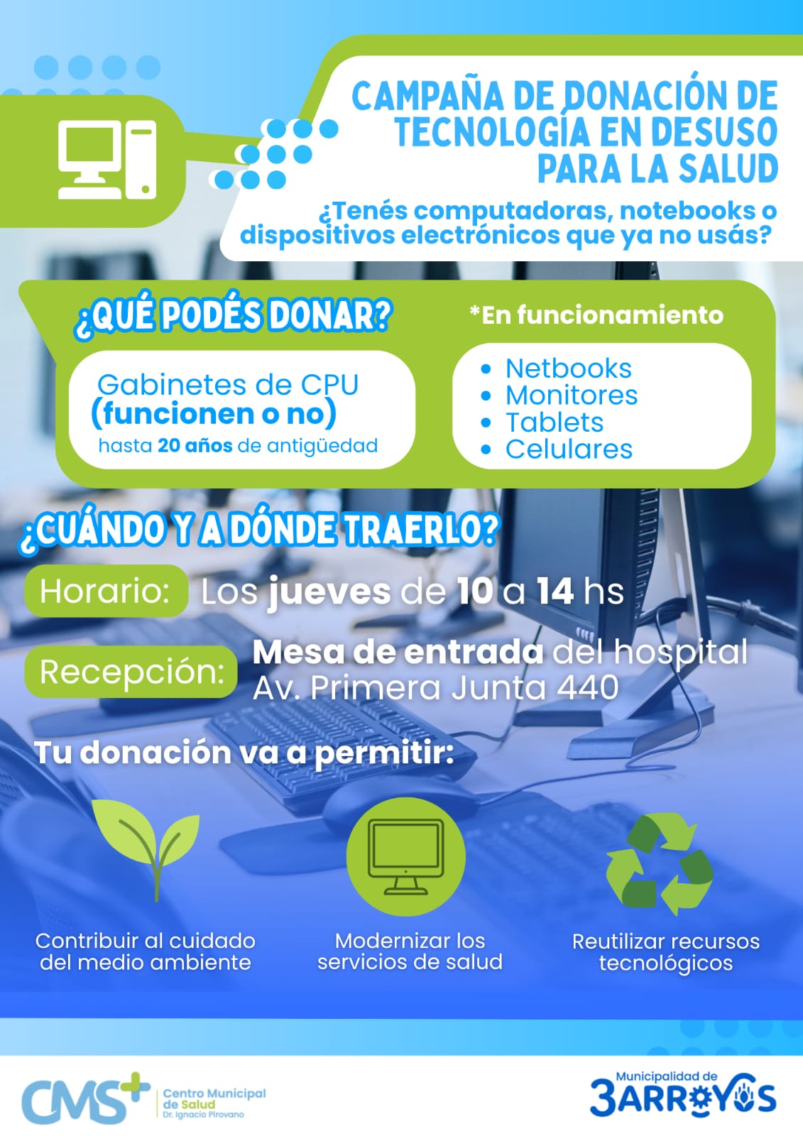El Centro Municipal de Salud impulsa una campaña de donación de equipos tecnológicos