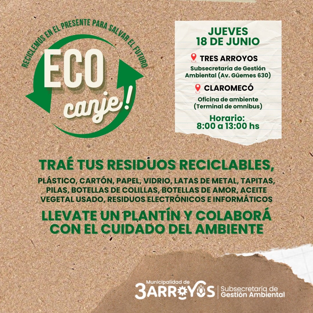 Nueva jornada de Eco canje en Tres Arroyos y Claromecó