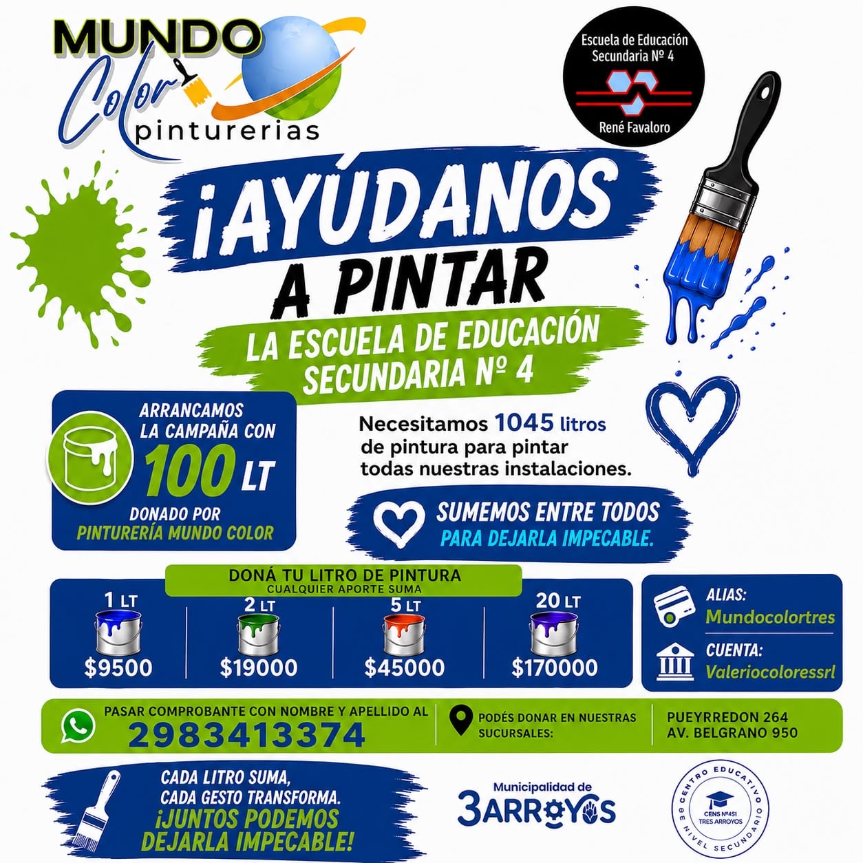 (audio)Iniciaron campaña para pintar el edificio de la escuela de Rivadavia y Saavedra