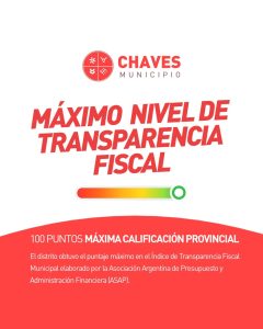 Al igual que otros distritos, Chaves alcanzó el máximo nivel de transparencia fiscal