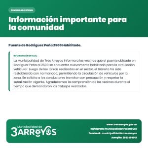 Quedó habilitado el puente de Rodríguez Peña al 2500