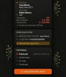 (audio) Creó una original app de viajes para conectar al campo y el transporte