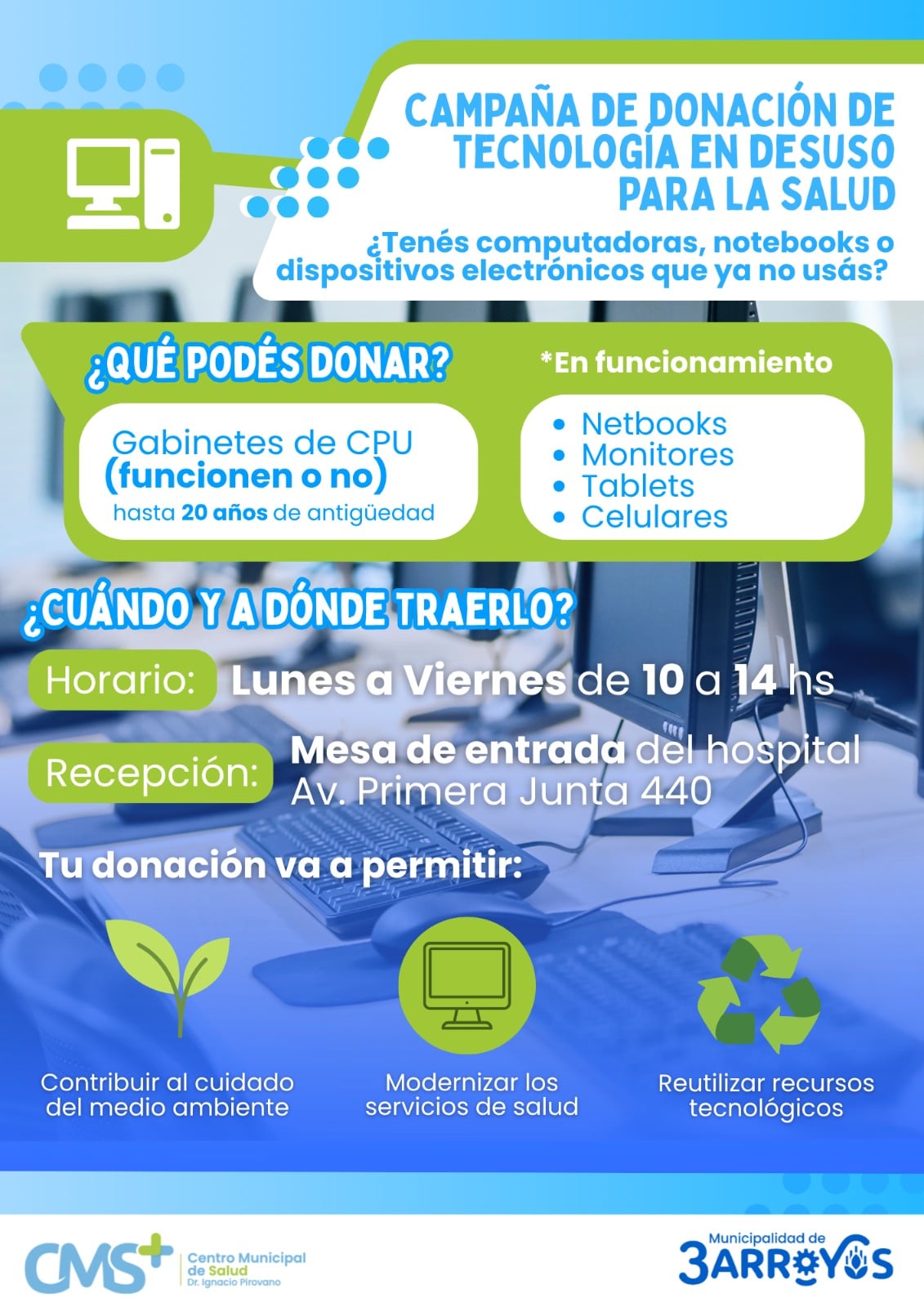 Salud Digital: Impulsan campaña de donación de equipos tecnológicos