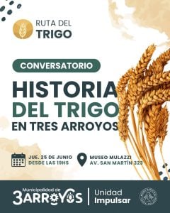 Este jueves, conversatorio de “Historia del Trigo en Tres Arroyos” en el Mulazzi