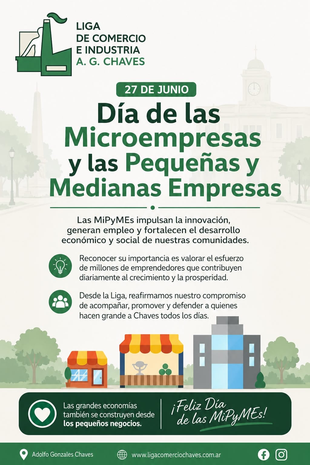 Chaves: la Liga de Comercio e Industria saludó a las MiPyMEs en su día