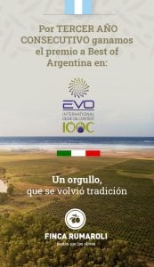 Histórico: Finca Rumaroli logró por tercer año consecutivo el premio al Mejor Aceite de Oliva Virgen en Italia