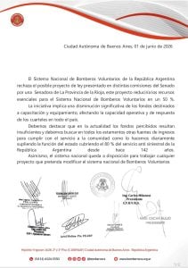 El Sistema Nacional de Bomberos Voluntarios rechaza proyecto de reducción de recursos esenciales