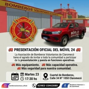 Bomberos de Claromecó presentan oficialmente el Móvil 24
