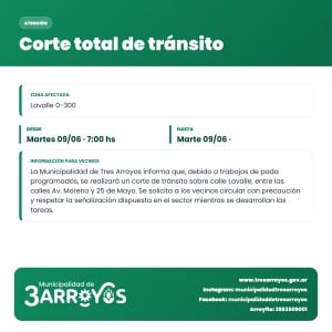 Por trabajos de poda, se efectúa un corte de transito en Lavalle 0 al 300