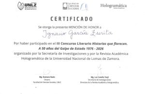 (audio) Ignacio García Zurita reconocido por la Universidad de Lomas de Zamora