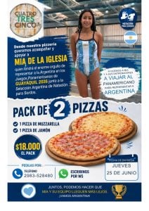 Lanzan una venta de pizzas solidaria para que una nadadora viaje al Panamericano 2026