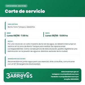 Por rotura de caño madre, interrumpen el suministro de agua en el Barrio Torre Tanque
