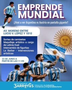 “Emprende Mundial” para ver Argentina-Austria en Avenida Moreno