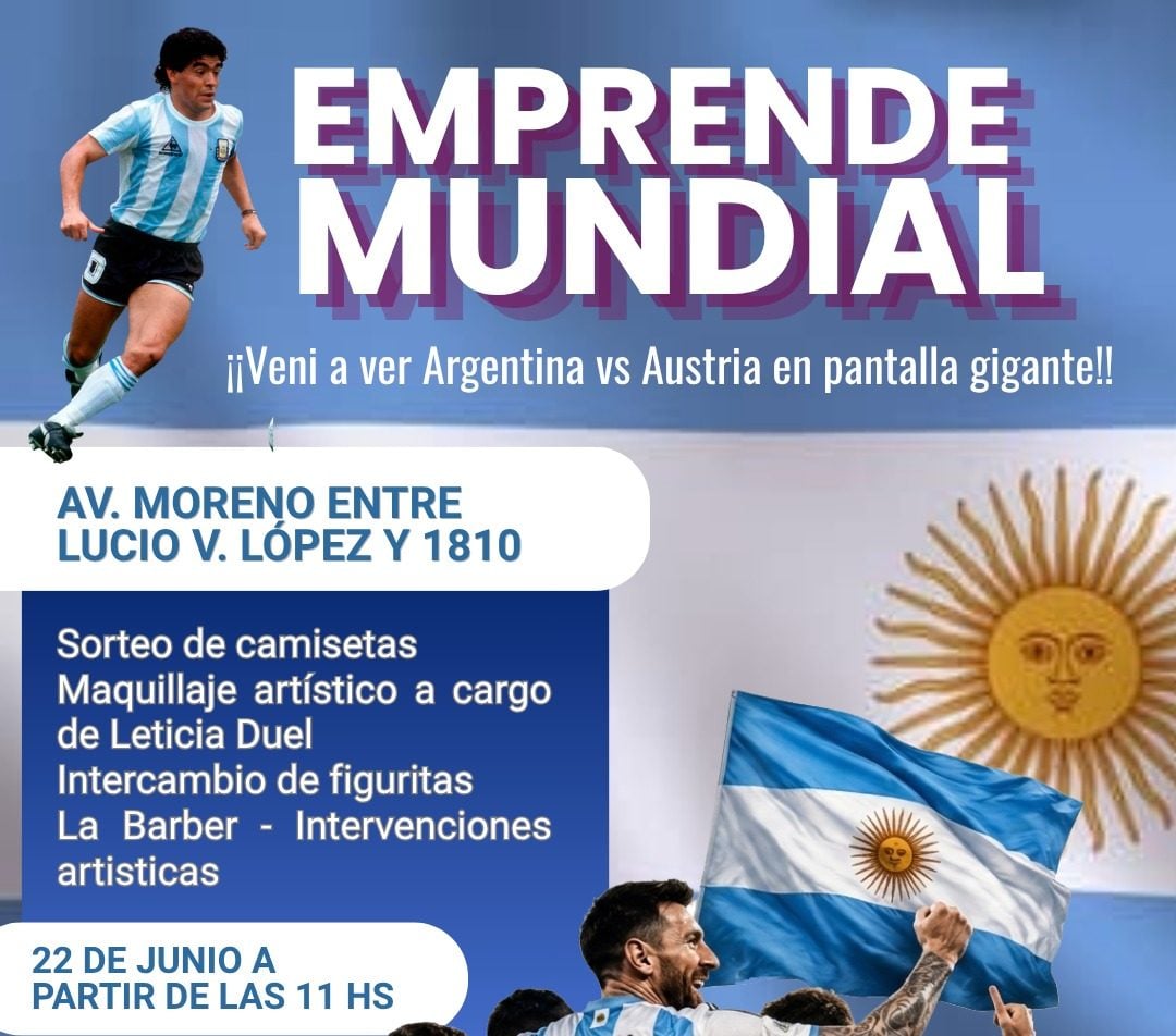 “Emprende Mundial” para ver Argentina-Austria en Avenida Moreno