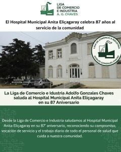 Chaves: Saludo de la Liga de Comercio al Hospital por el Aniversario