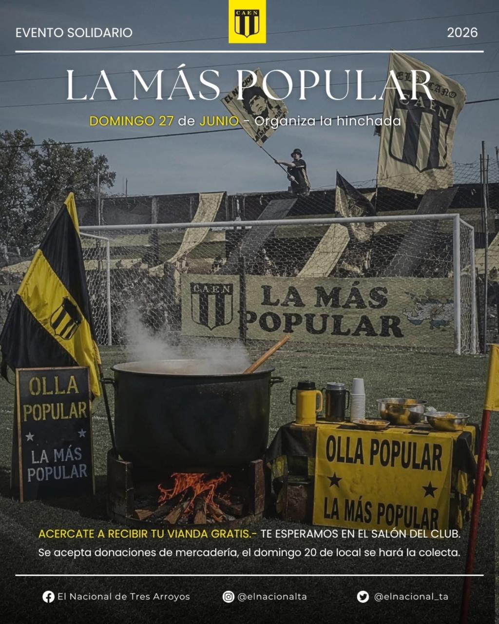 Solidaridad futbolera: El Nacional hará una olla popular el sábado 27