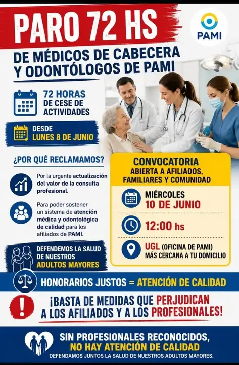 Médicos y odontólogos de PAMI arrancaron un nuevo paro ante la falta de respuestas del gobierno