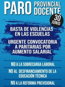 Paro docente este martes en toda la Provincia de Buenos Aires