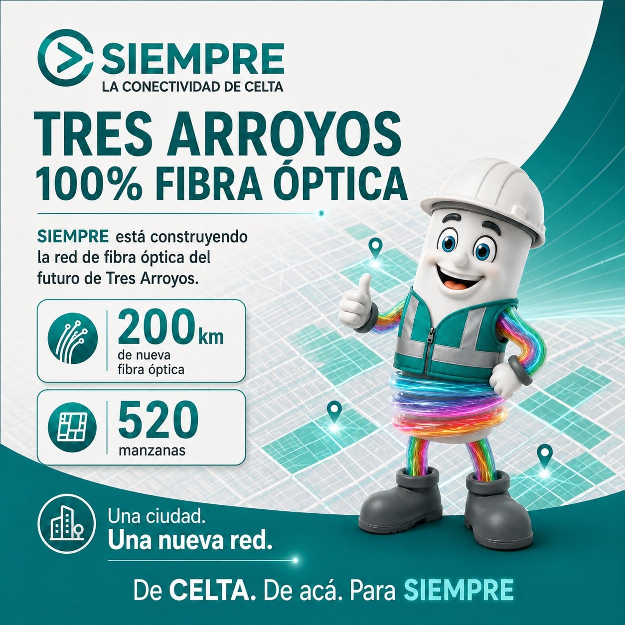 SIEMPRE: ya está en marcha la obra Tres Arroyos 100% Fibra