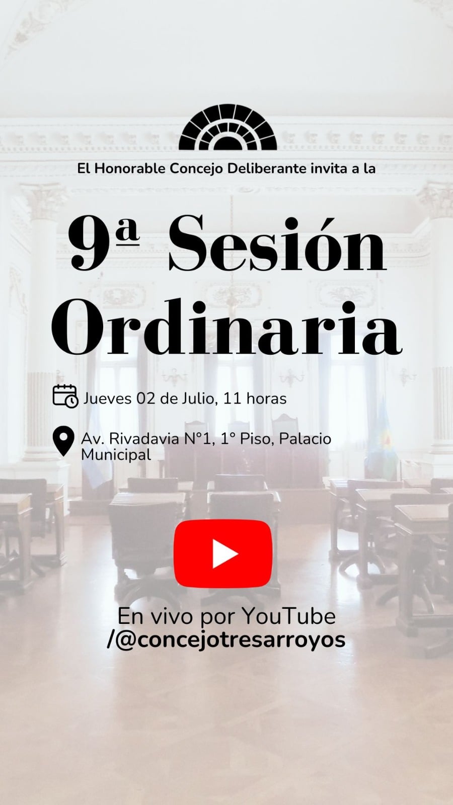 Este jueves, la 9ª sesión del Concejo Deliberante