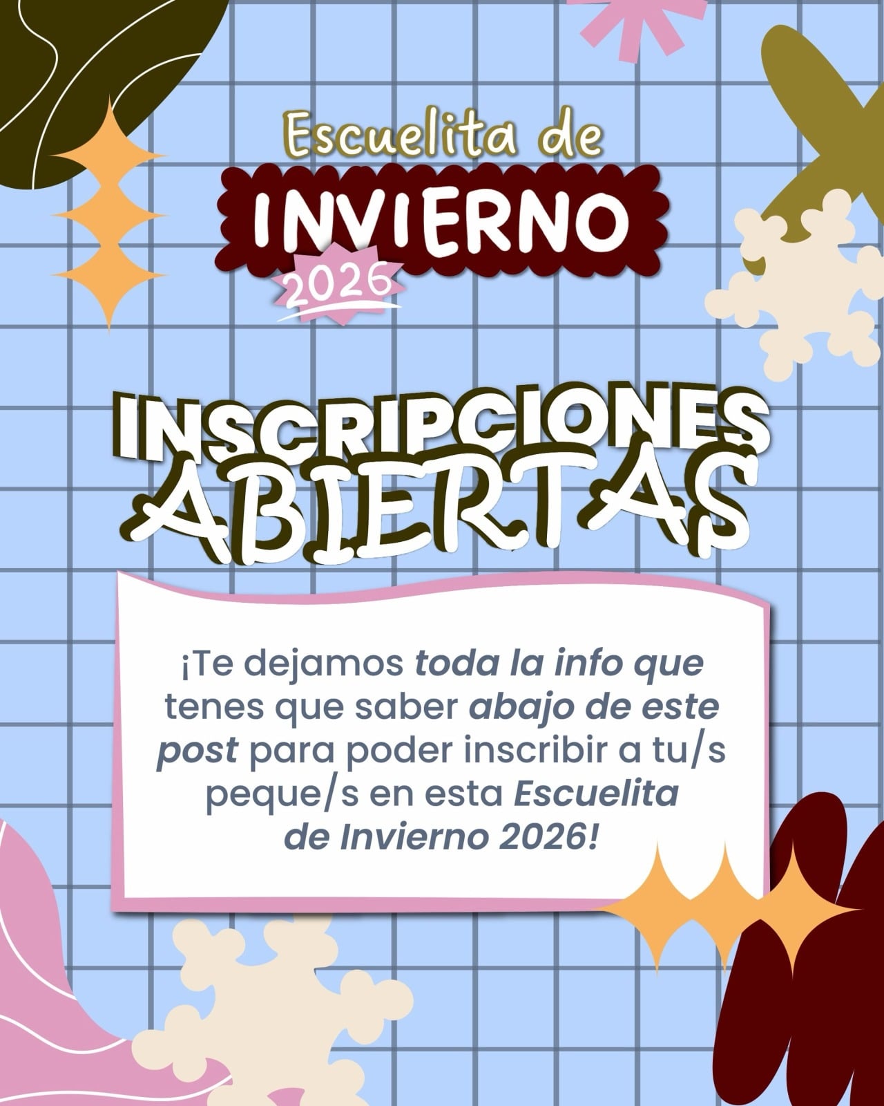 Monte inscripciones para la escuela deportiva de Invierno