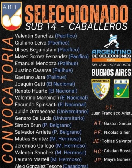 Alejo González Tesone al Argentino de Selecciones de Hockey sobre Césped Sub-14