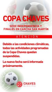 Suspenden la jornada programada para este miércoles de Copa Chaves