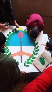 Alan Arias y alumnos del Almafuerte pintaron a los próceres