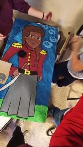 Alan Arias y alumnos del Almafuerte pintaron a los próceres