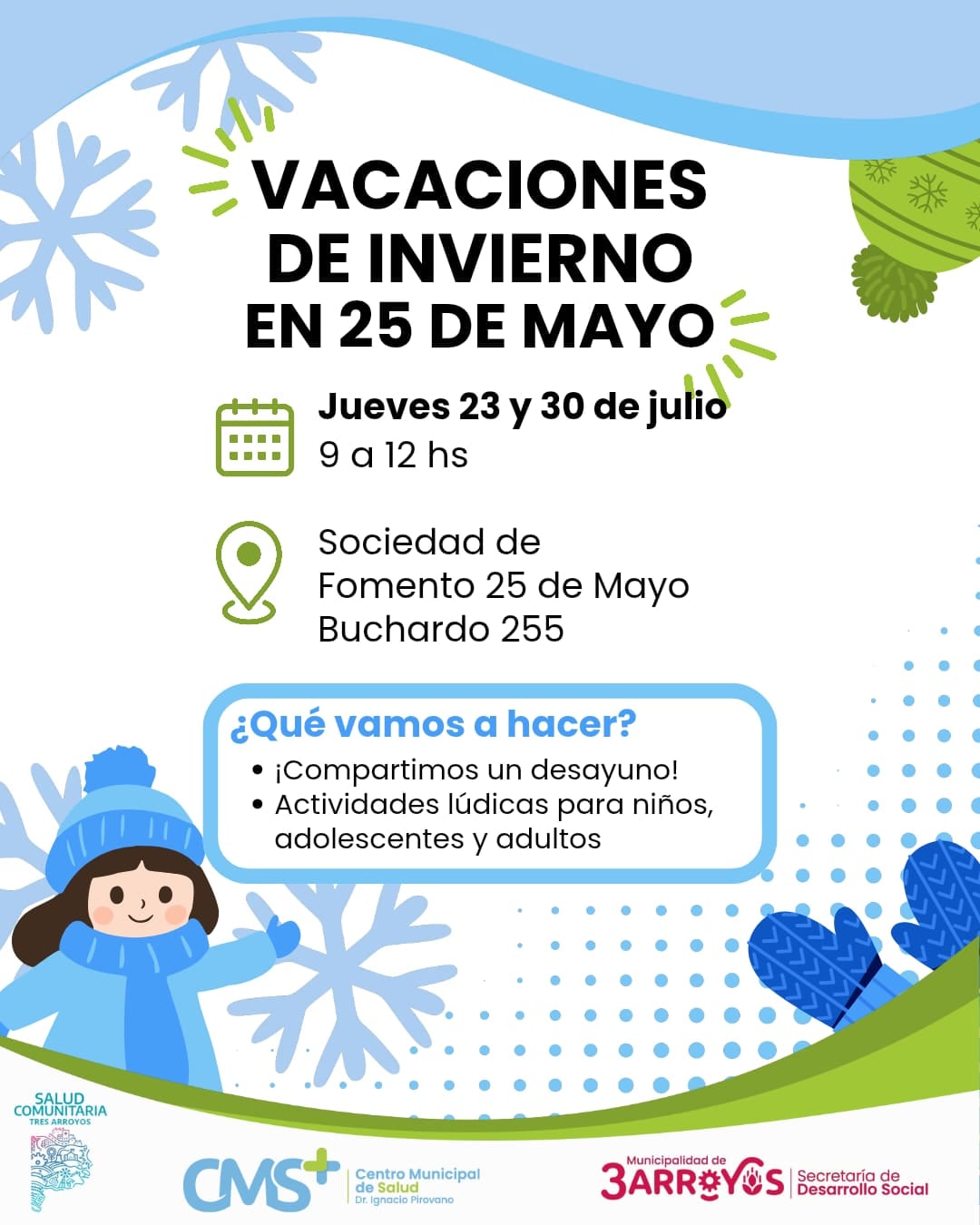 Vacaciones de Invierno: convocan a  una mañana diferente en el CAPS 25 de Mayo