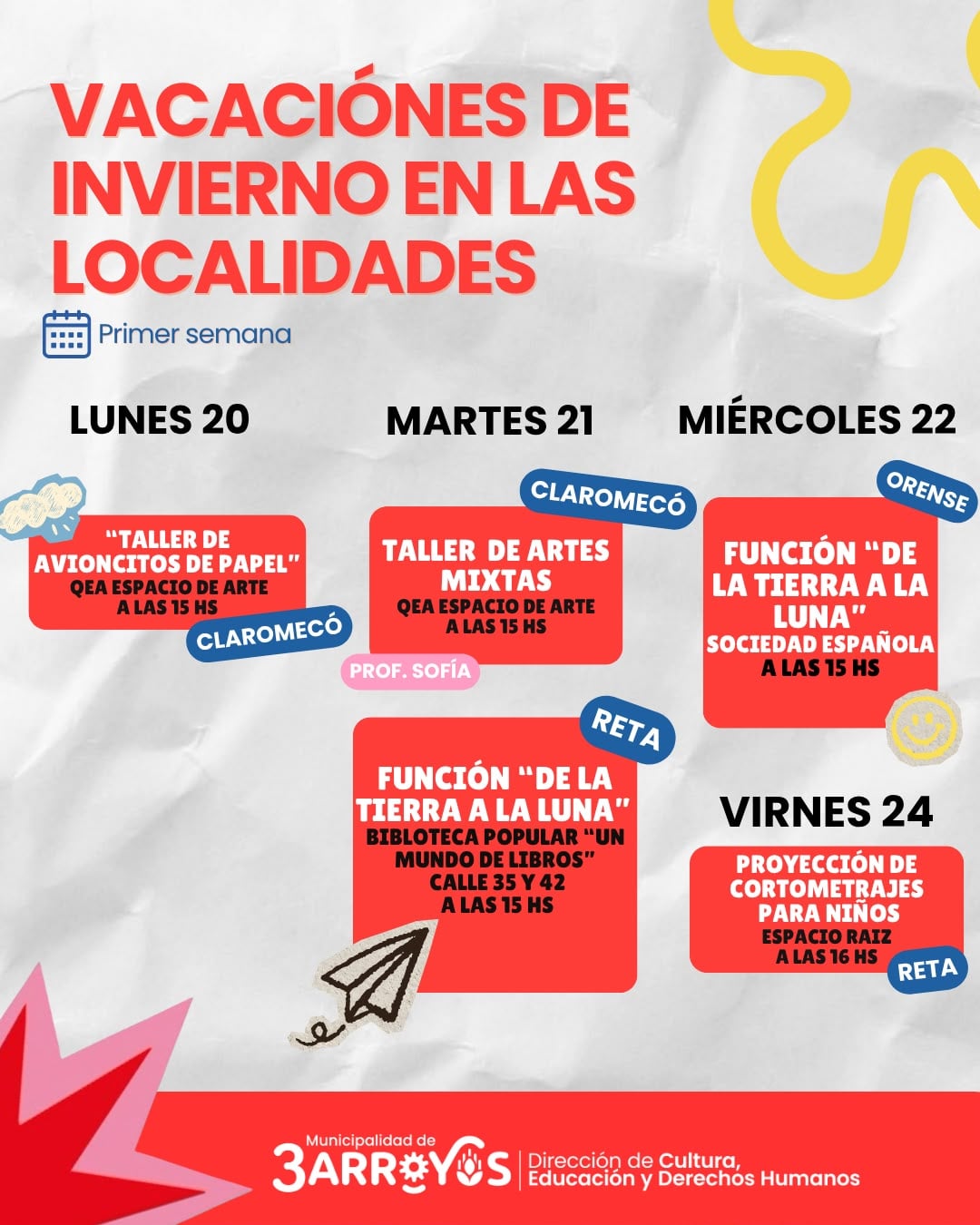 La Dirección de Cultura lleva propuestas gratuitas a las localidades del distrito