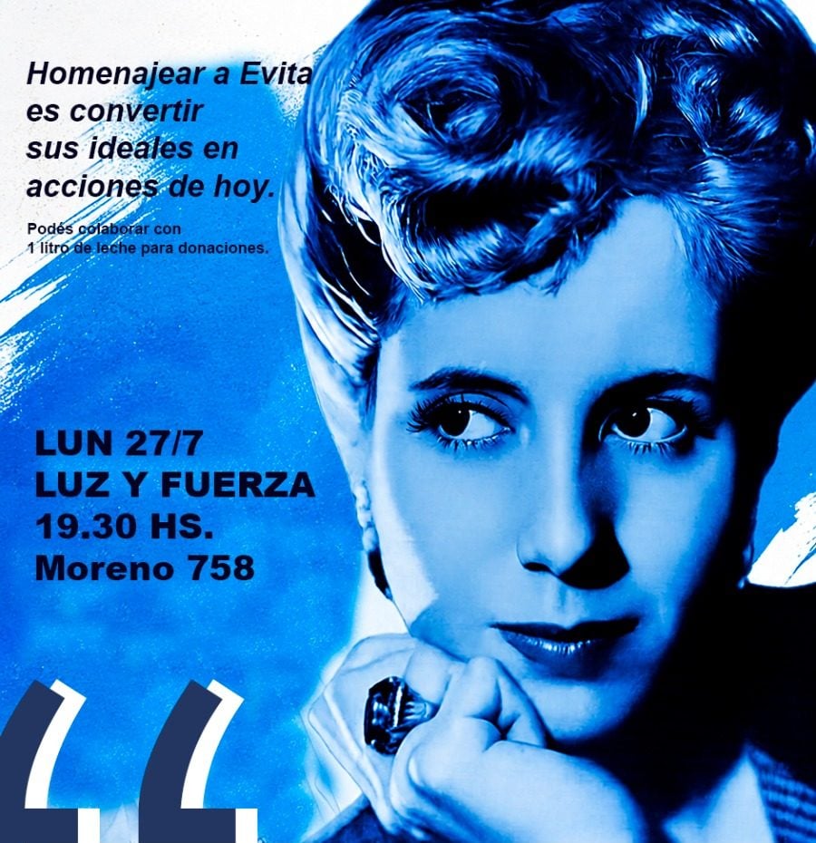 Somos Tres Arroyos y un homenaje solidario a Evita: piden un litro de leche para quienes lo necesitan