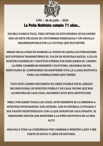 (audio) “Un cumpleaños con dignidad y la frente alta”: la Peña Nativista festeja siete décadas de historia